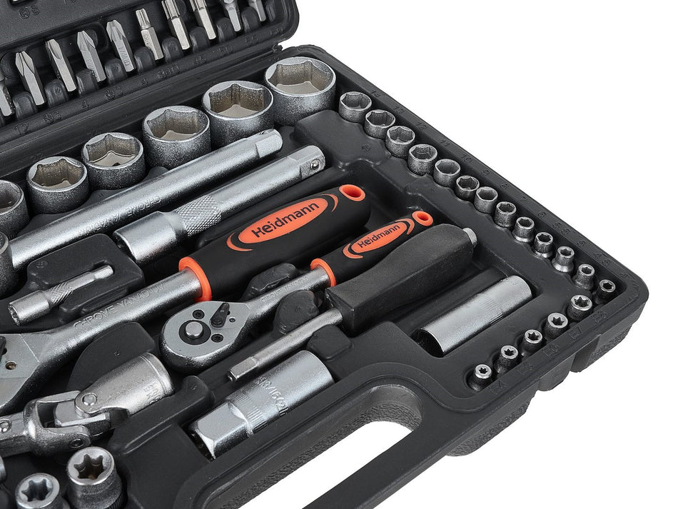 Doppenset met ratels, adapters en verlengstukken 1/2 en 1/4 inch aandrijving 108-delig