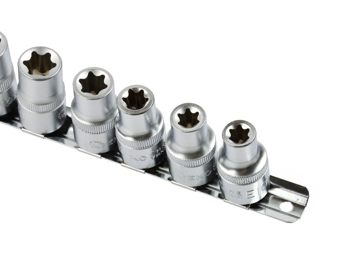 TORX-dopsleutelset E10-E24 CrV 1/2" aandrijving 10 stuks