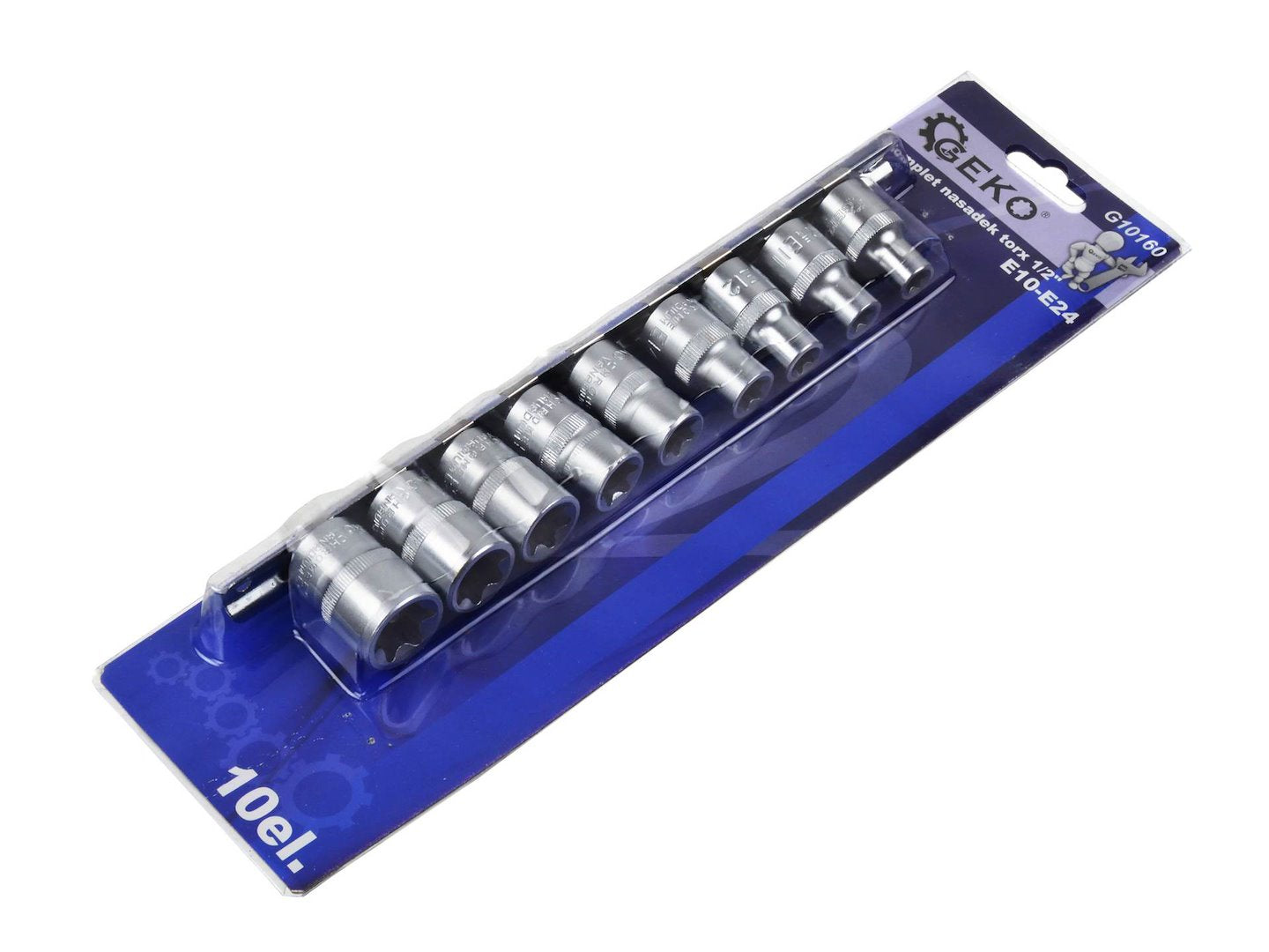 TORX-dopsleutelset E10-E24 CrV 1/2" aandrijving 10 stuks