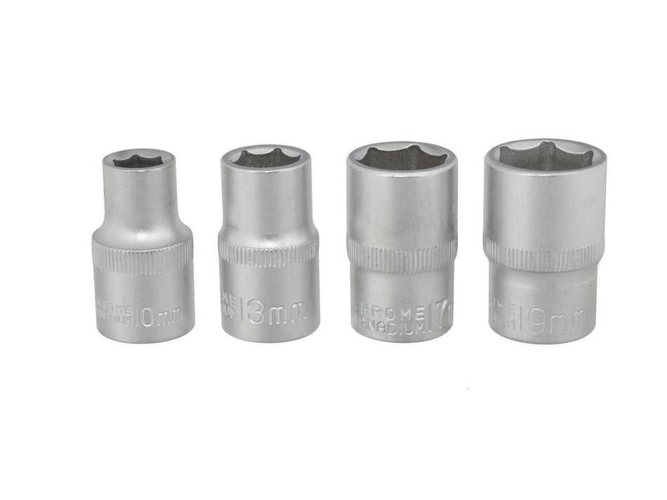 4 stuks 1/2" 10-19 mm Cr-V dopsleutelset