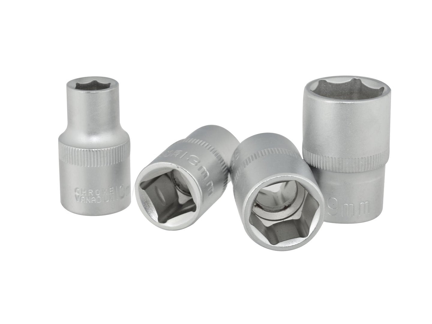 4 stuks 1/2" 10-19 mm Cr-V dopsleutelset