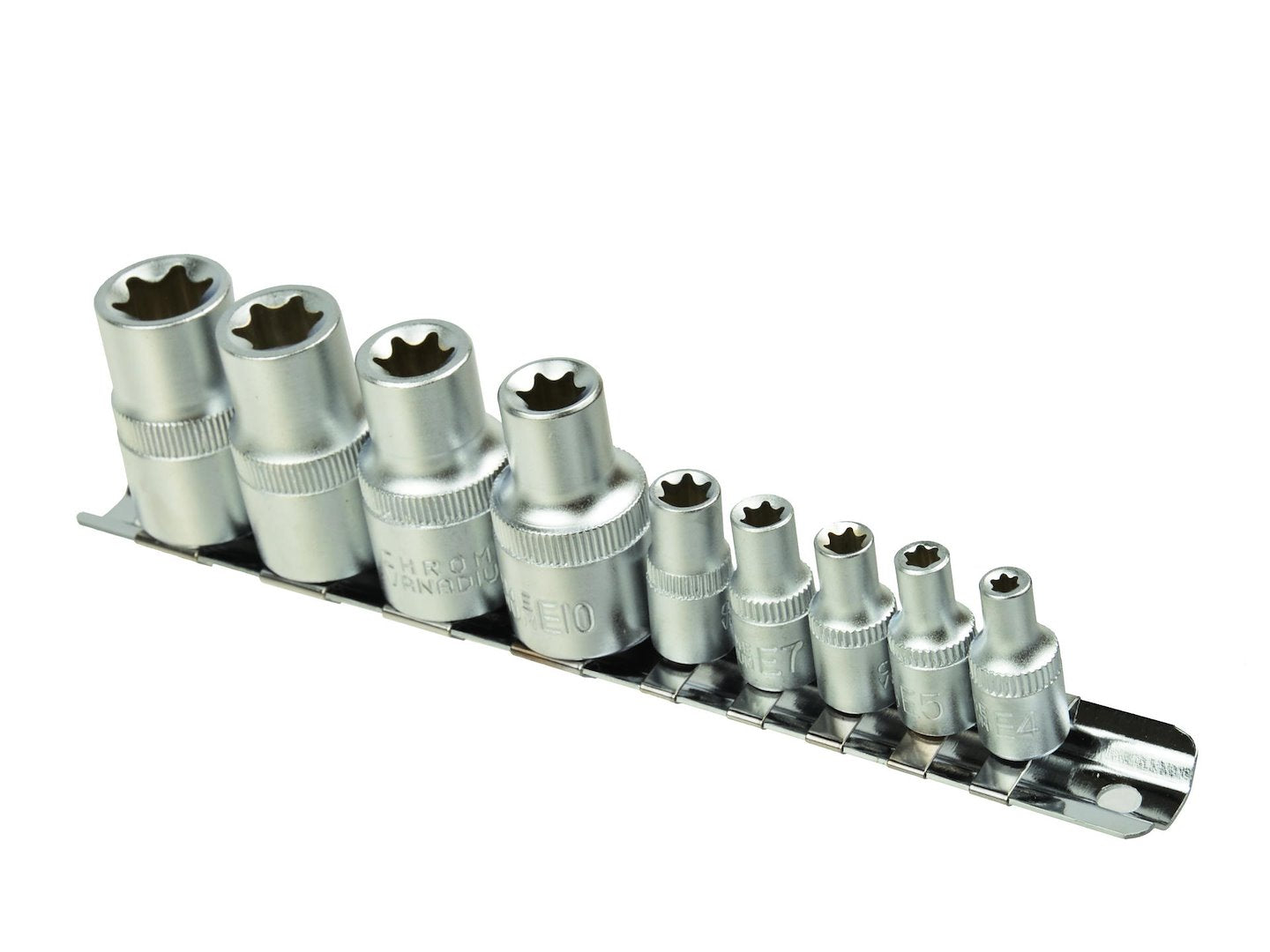 TORX-dopsleutelset E4-E16 CrV 1/4 & 1/2 inch aandrijving 9 stuks