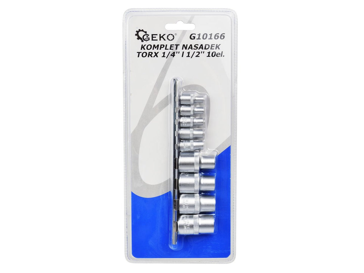 TORX-dopsleutelset E4-E16 CrV 1/4 & 1/2 inch aandrijving 9 stuks