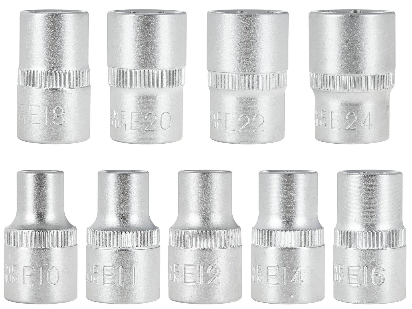 TORX-dopsleutelset E10-E24 CrV 1/2" aandrijving 9 stuks /metalen kist/