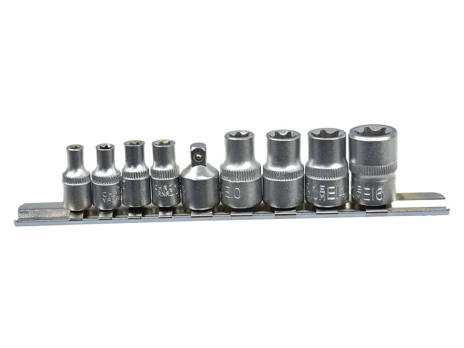 TORX-dopsleutelset E5-E16 CrV 1/4 & 3/8 inch aandrijving 9 stuks