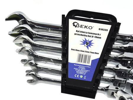 Combinatiesleutelset met flexibele kop en ratel 8-19mm 6 stuks