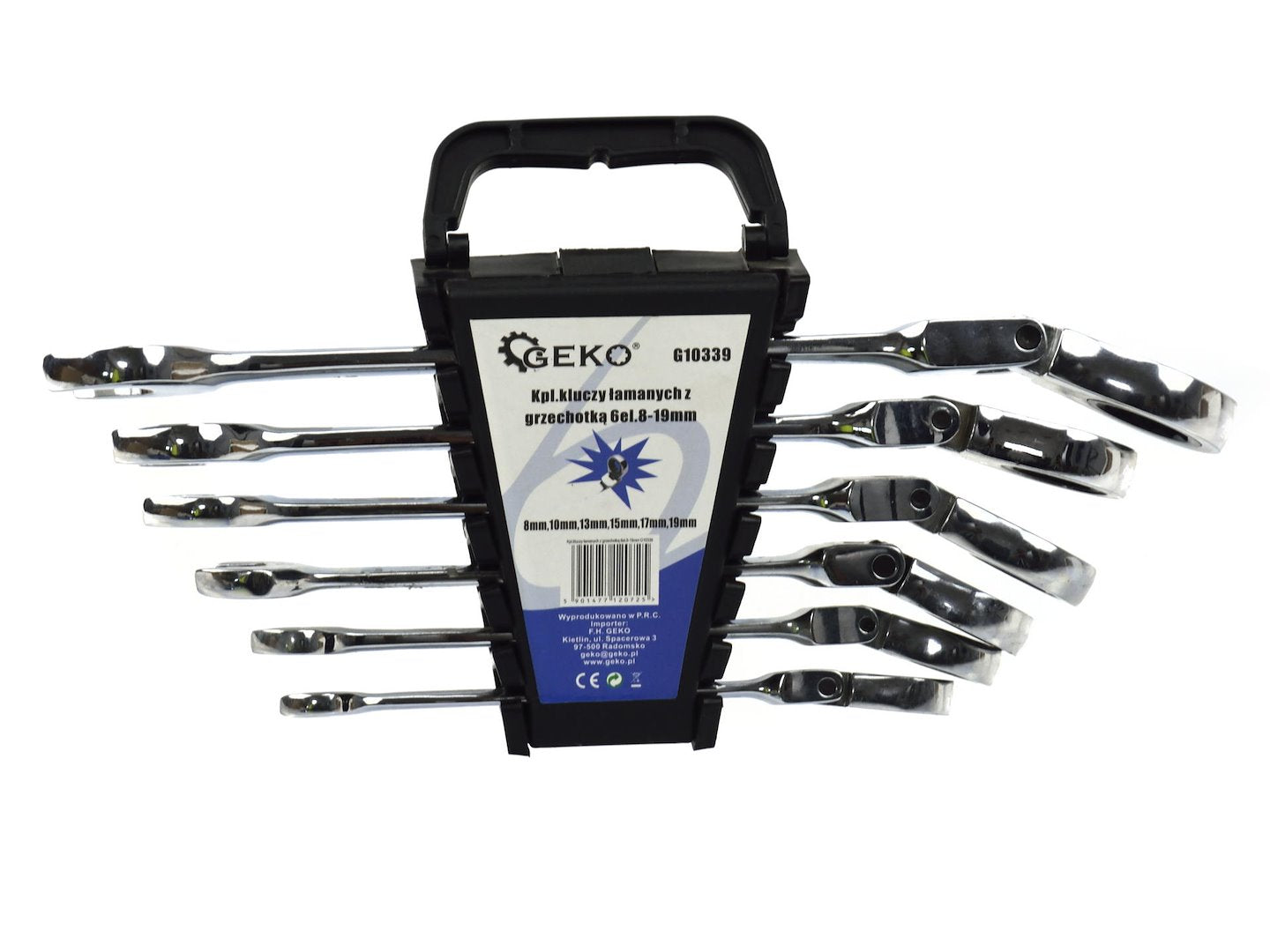 Combinatiesleutelset met flexibele kop en ratel 8-19mm 6 stuks