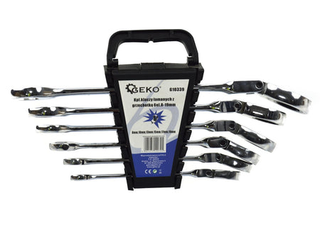 Combinatiesleutelset met flexibele kop en ratel 8-19mm 6 stuks