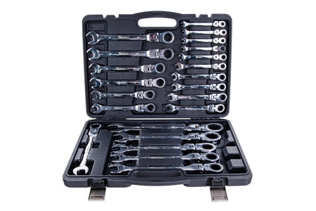 Combinatiesleutelset met flexibele kop en ratel 6-32mm 22 stuks