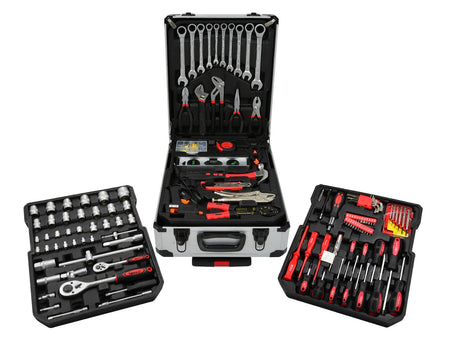 Gereedschapsset met ratelwrench in aluminium koffer 187 stuks