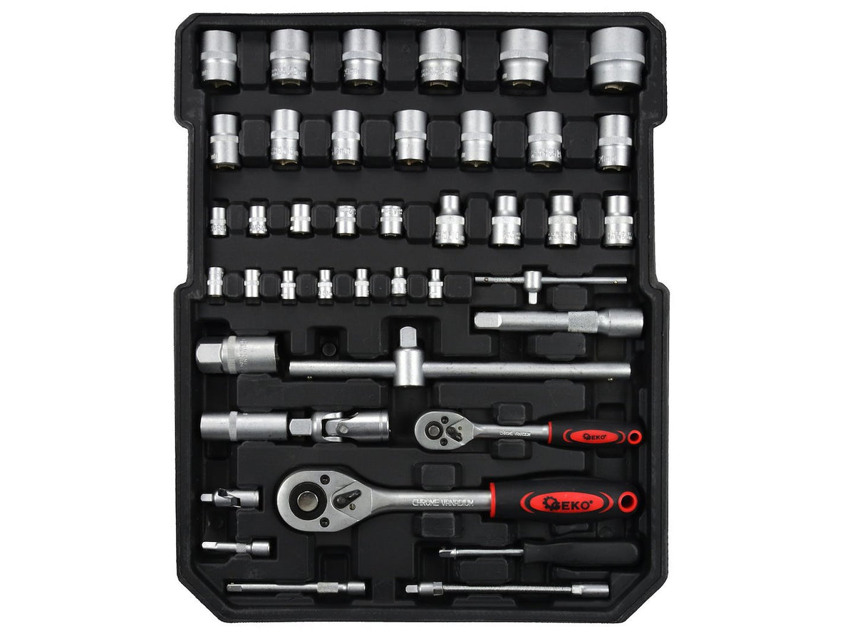 Gereedschapsset met ratelwrench in aluminium koffer 187 stuks