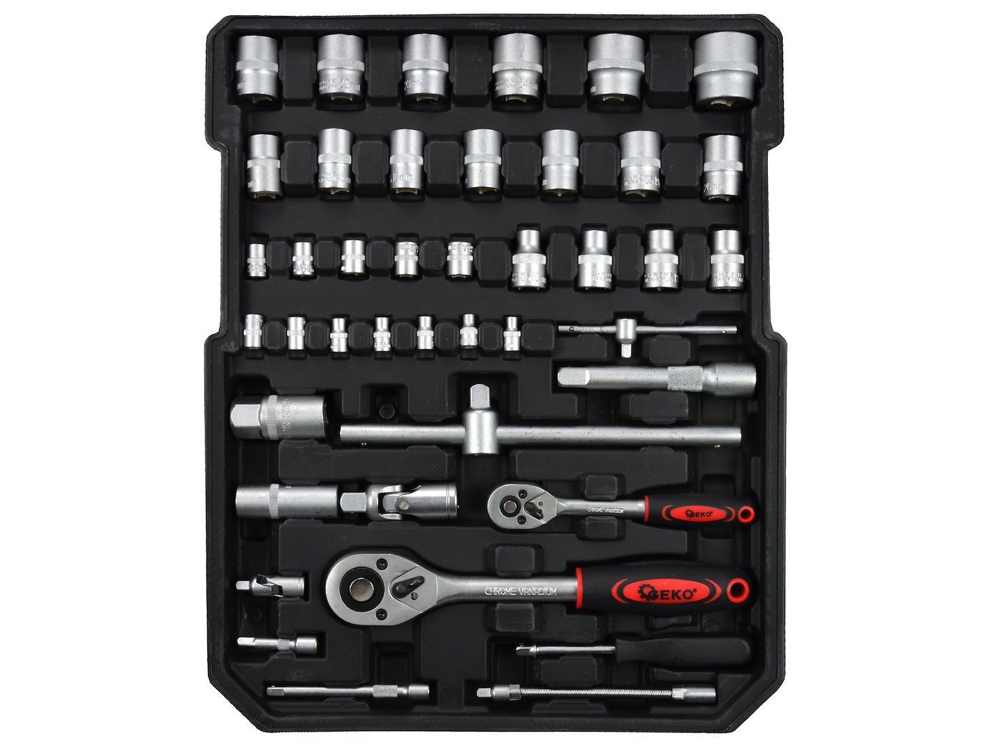 Gereedschapsset met ratelwrench in aluminium koffer 187 stuks