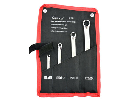 Gepolijste Torx E-ring steeksleutelset E6-E24 4 stuks