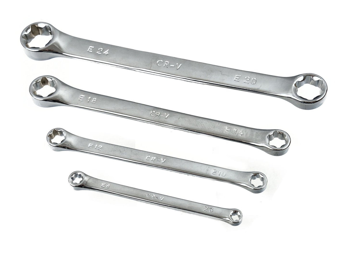Gepolijste Torx E-ring steeksleutelset E6-E24 4 stuks