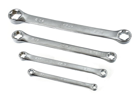 Gepolijste Torx E-ring steeksleutelset E6-E24 4 stuks