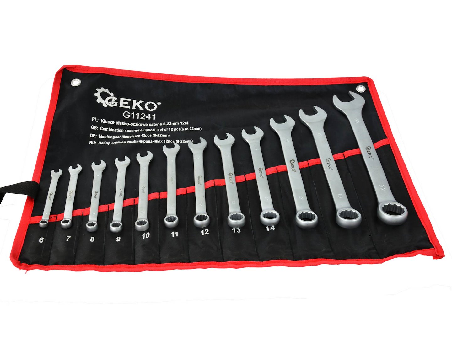 Satinafwerking Combinatiesleutel Steeksleutel Set 6-22mm 12st (Opbergrol)