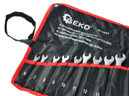 Satinafwerking Combinatiesleutel Steeksleutel Set 6-22mm 12st (Opbergrol)