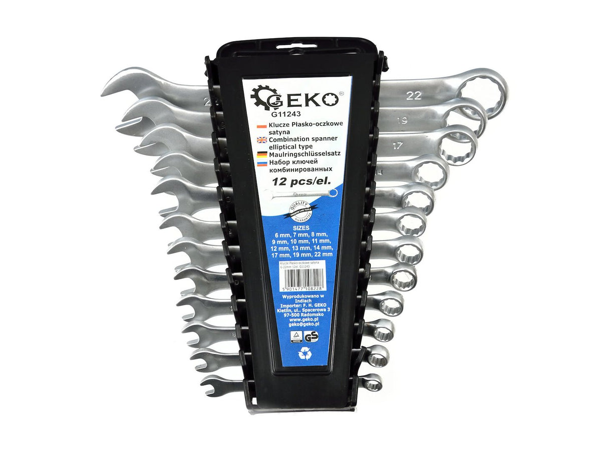 Satinafwerking Combinatiesleutel Steeksleutel Set 6-22mm 12st CrV (Opbergrek)