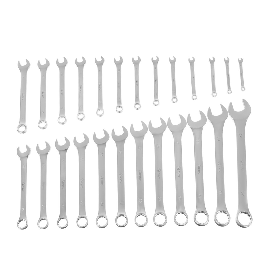 Satinafwerking Combinatiesleutel Steeksleutel Set 6-32mm 25st CrV (Opbergrol)