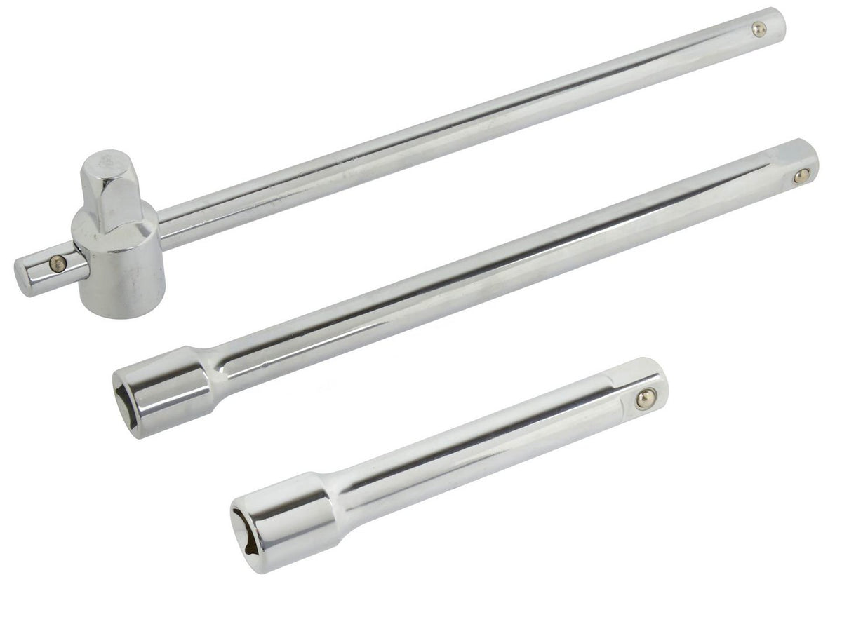Schuivend T-greep moerdopsleutel set verlengstuk 1/2" 3 stuks