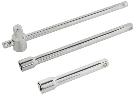Schuivend T-greep moerdopsleutel set verlengstuk 1/2" 3 stuks