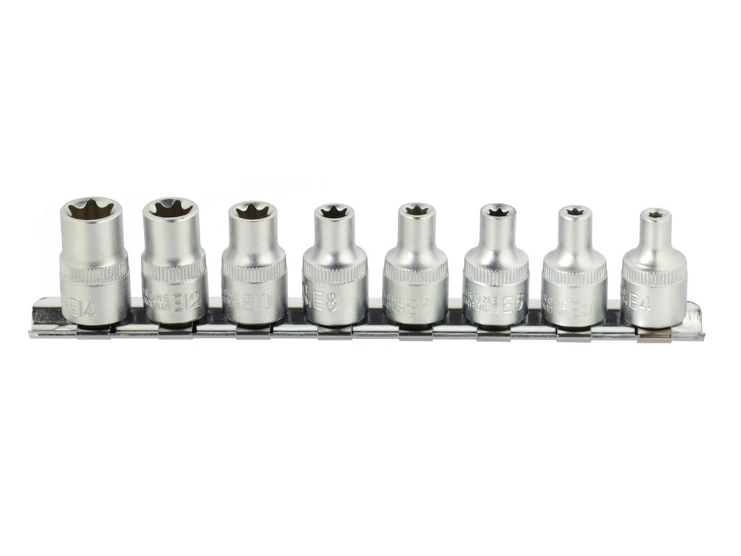 TORX-dopsleutelset E4-E14 CrV 3/8" aandrijving 8 stuks