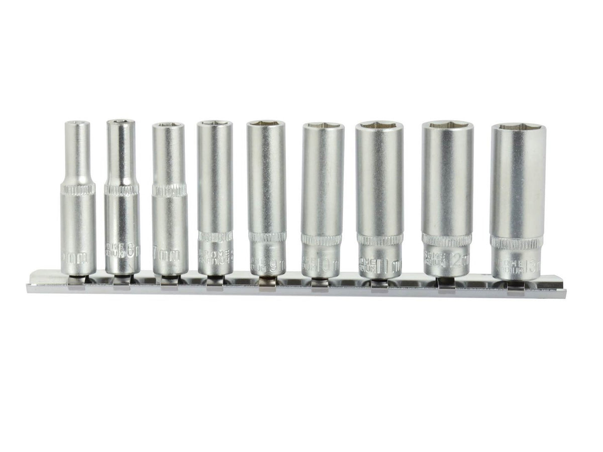 6-punts diepe dopsleutelset 5-13 mm 1/4" aandrijving 9 stuks CrV