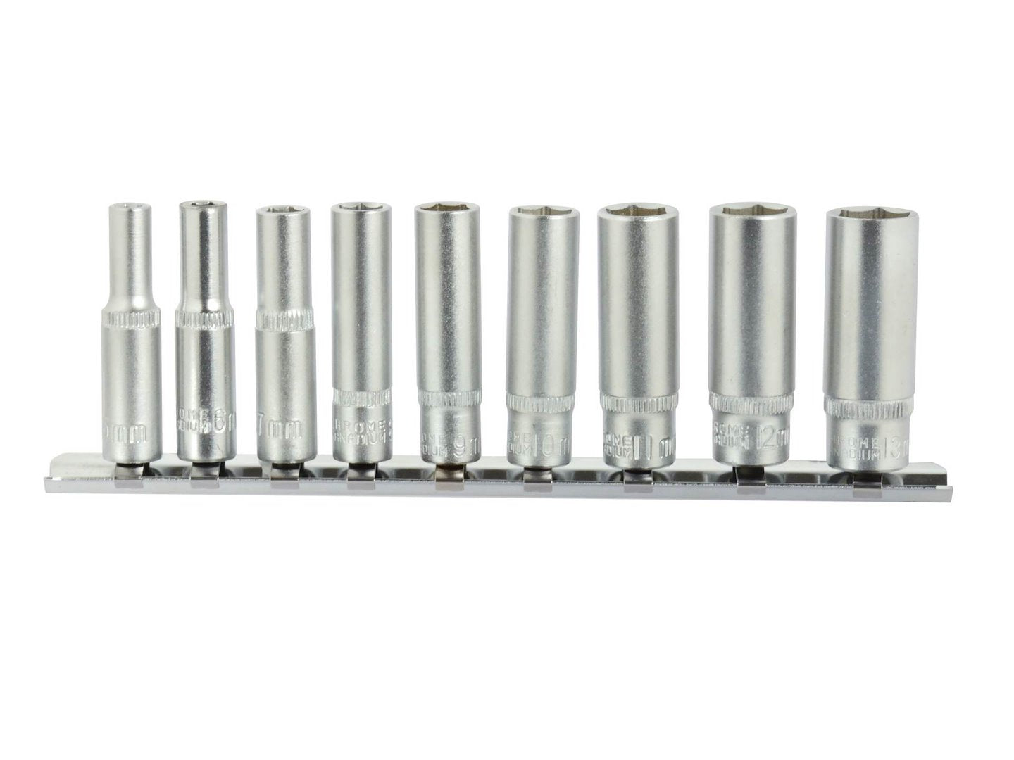 6-punts diepe dopsleutelset 5-13 mm 1/4" aandrijving 9 stuks CrV
