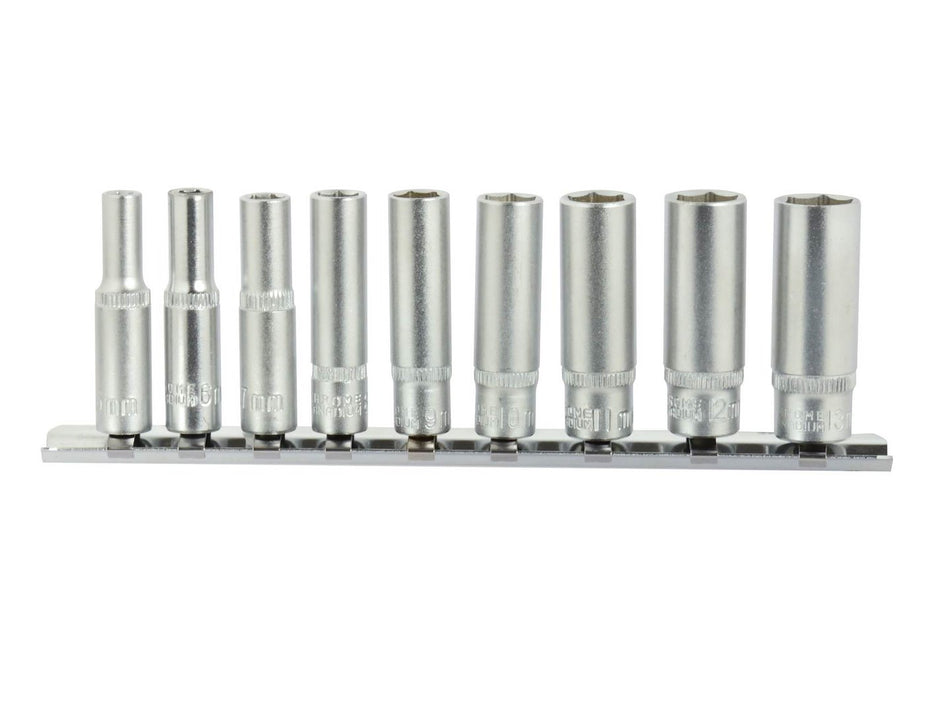 6-punts diepe dopsleutelset 5-13 mm 1/4" aandrijving 9 stuks CrV