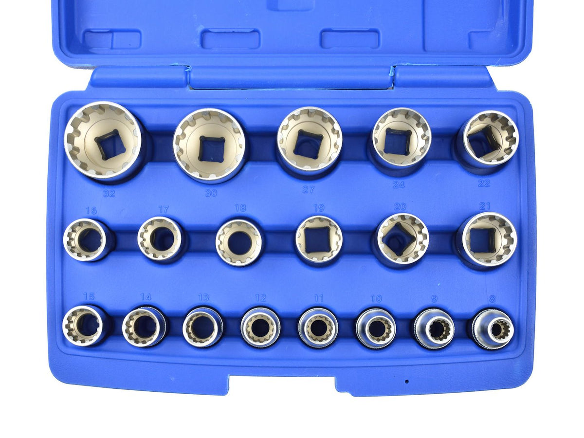 1/2" tandvergrendeldopsleutelset 8-32mm 19 stuks