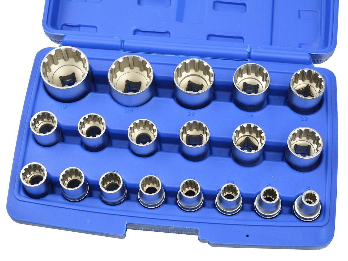 1/2" tandvergrendeldopsleutelset 8-32mm 19 stuks