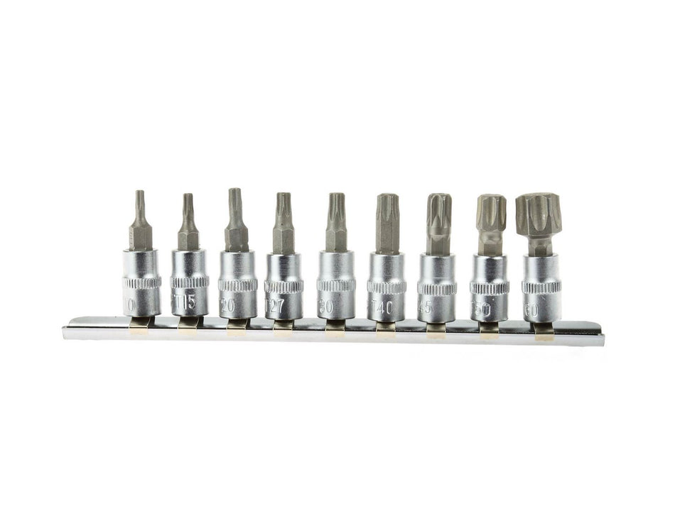 9-delige Torx-opzetdopsleutelset T10-T60 CrV 1/4 inch aandrijving