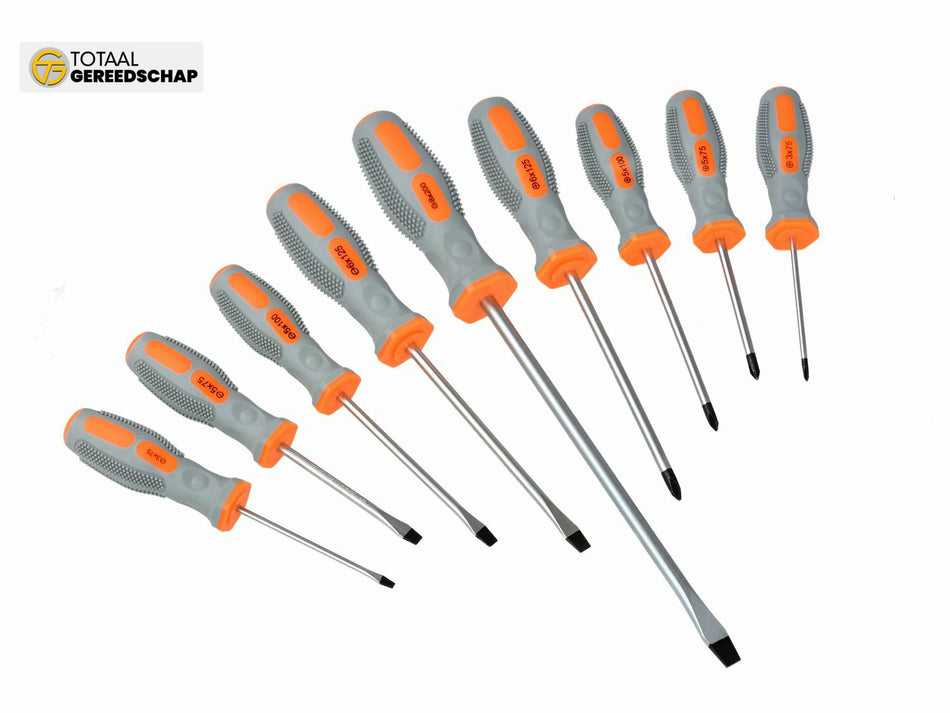 9pcs screwdrivers set orange-grey