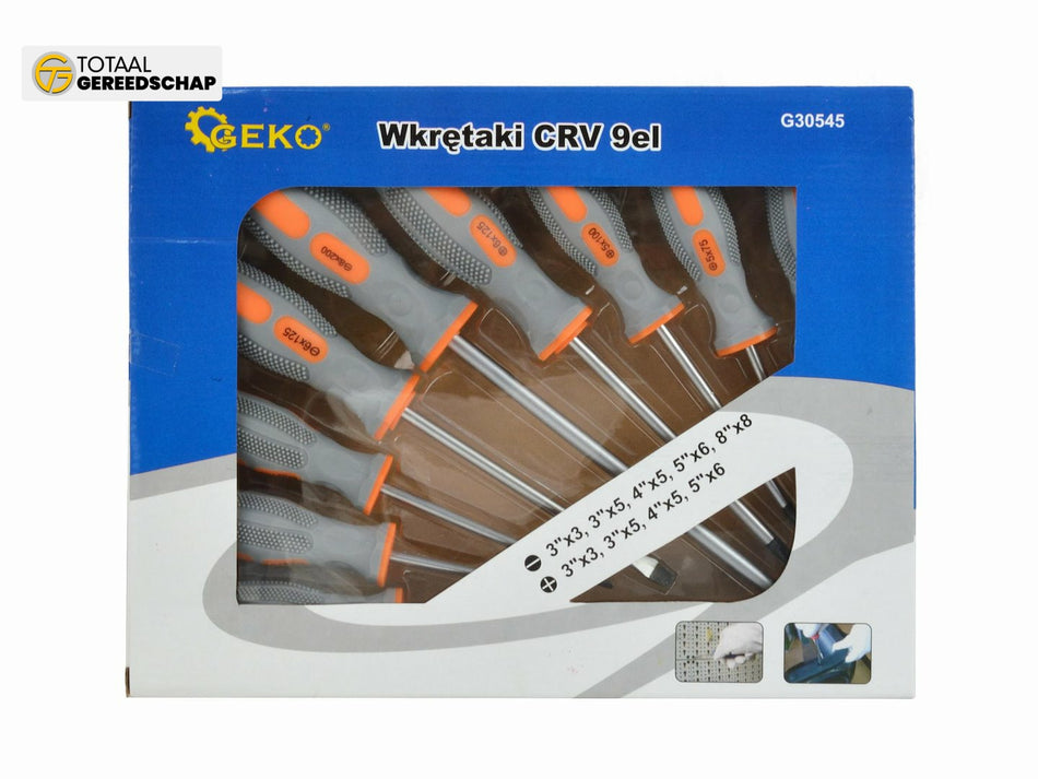 9pcs screwdrivers set orange-grey