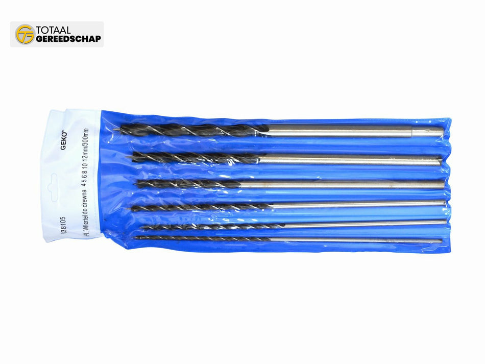 Wood drill set, 6pcs/set 4-12mm/300mm