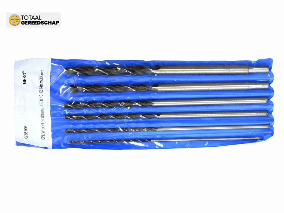 Wood drill set, 6pcs/set 4-14mm/300mm