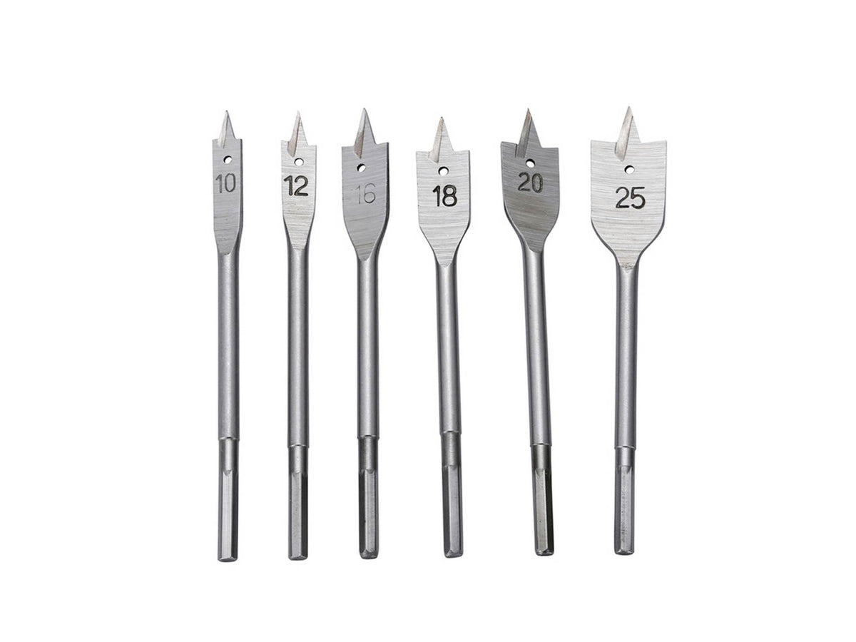 Hout platte gatenboor set, 6-delig/set, 10-12-16-18-20-25 mm