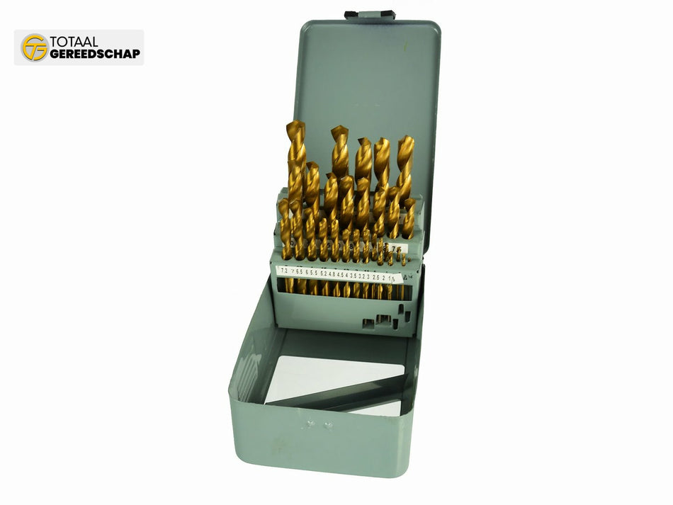 28 stuks titanium gecoate metaalboren 1mm-13mm 28 stuks metalen doos