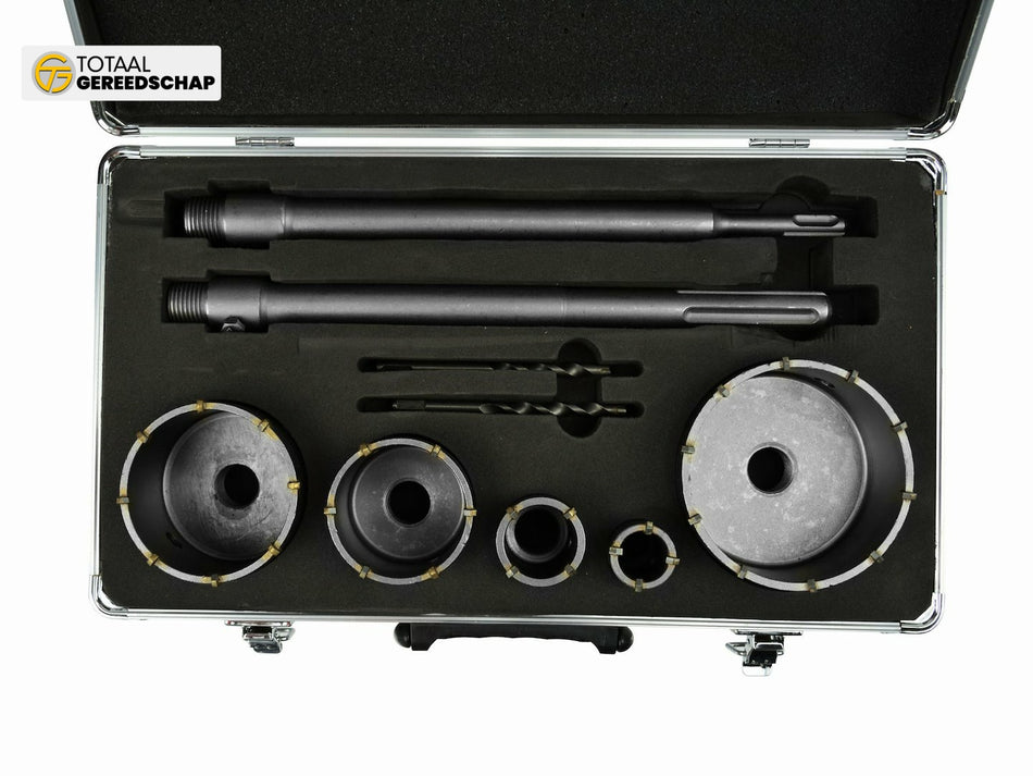 Hollow Drill set 9pcs (30,40,65,80,100+2xAdaptor 350mm)