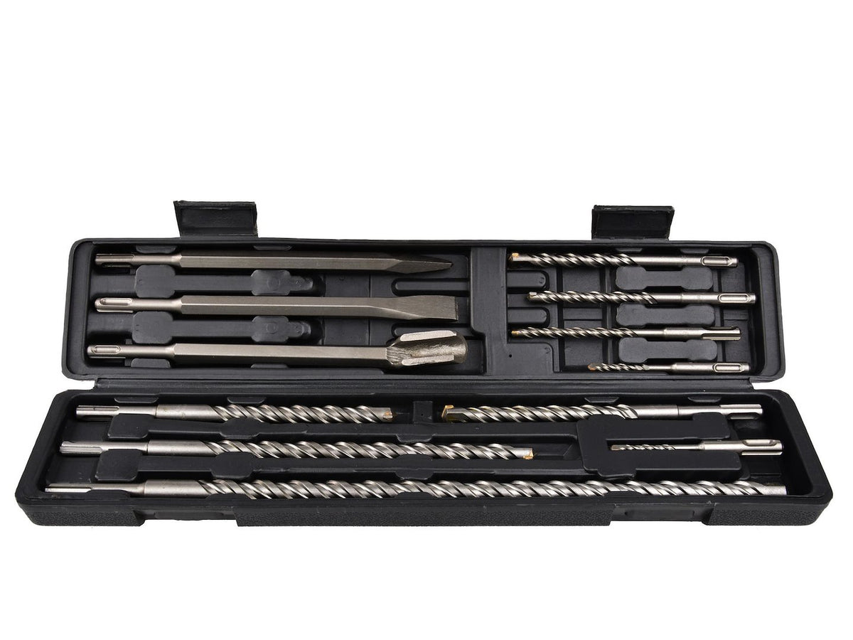 12 stuks Boorhamer+Beitel set (9 stuks SDS boren + 3 beitels in kunststof koffer)