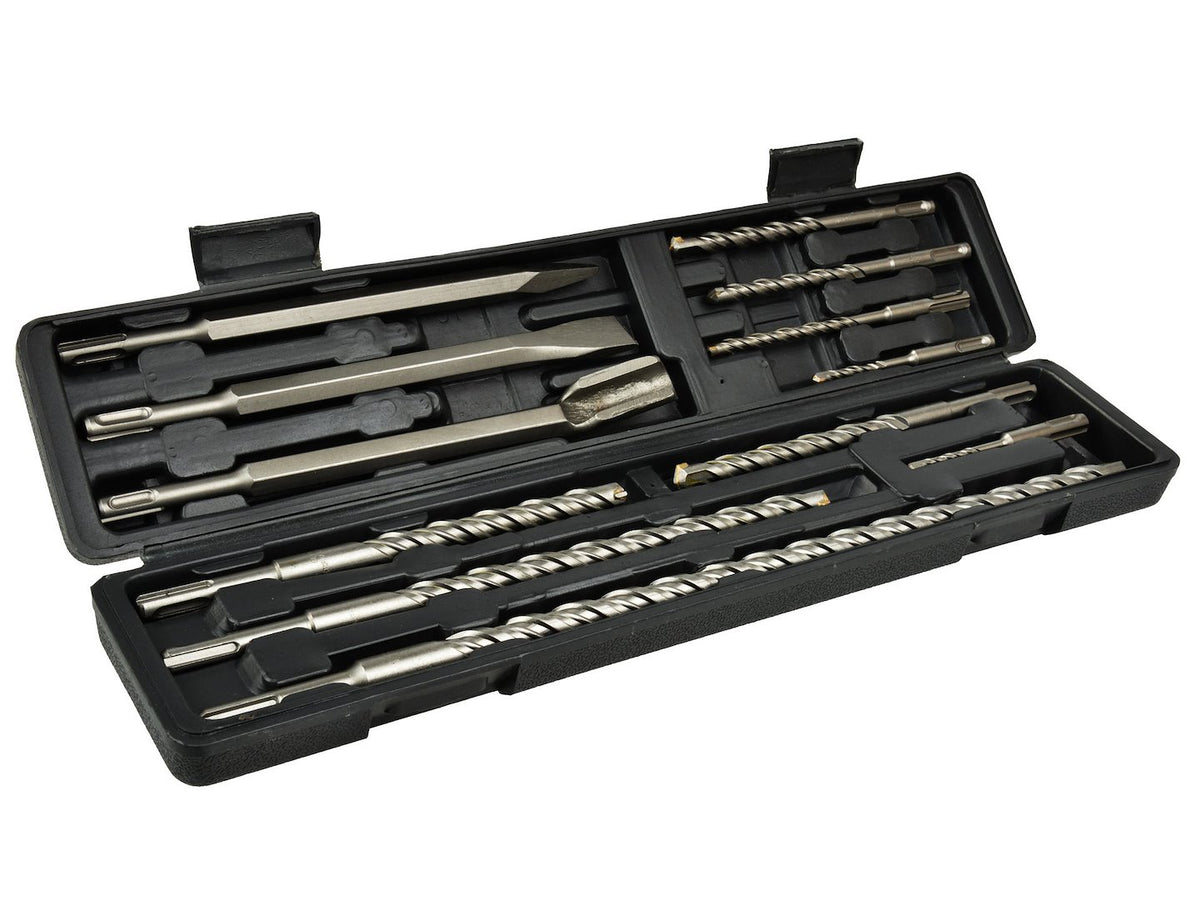 12 stuks Boorhamer+Beitel set (9 stuks SDS boren + 3 beitels in kunststof koffer)