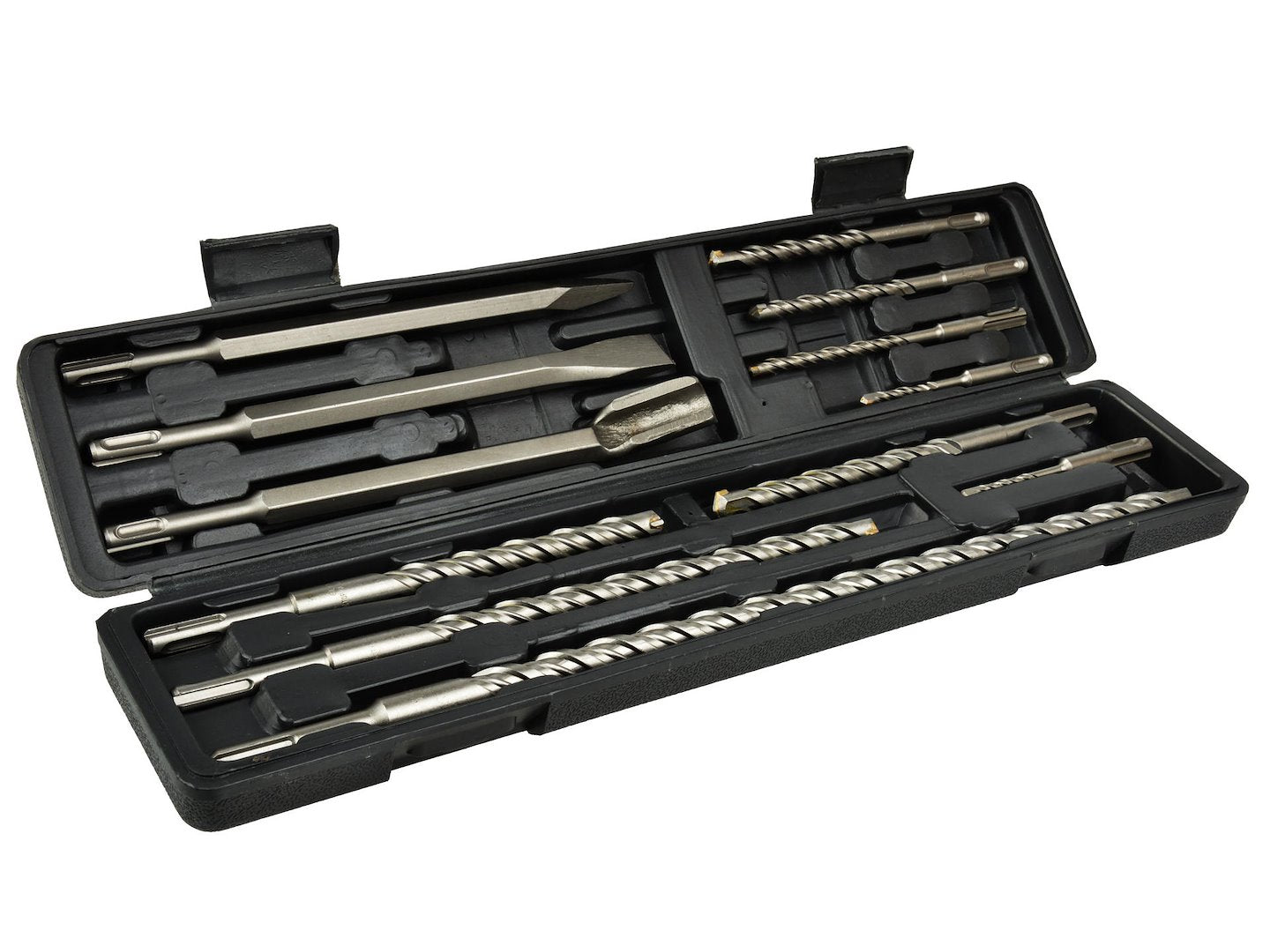 12 stuks Boorhamer+Beitel set (9 stuks SDS boren + 3 beitels in kunststof koffer)