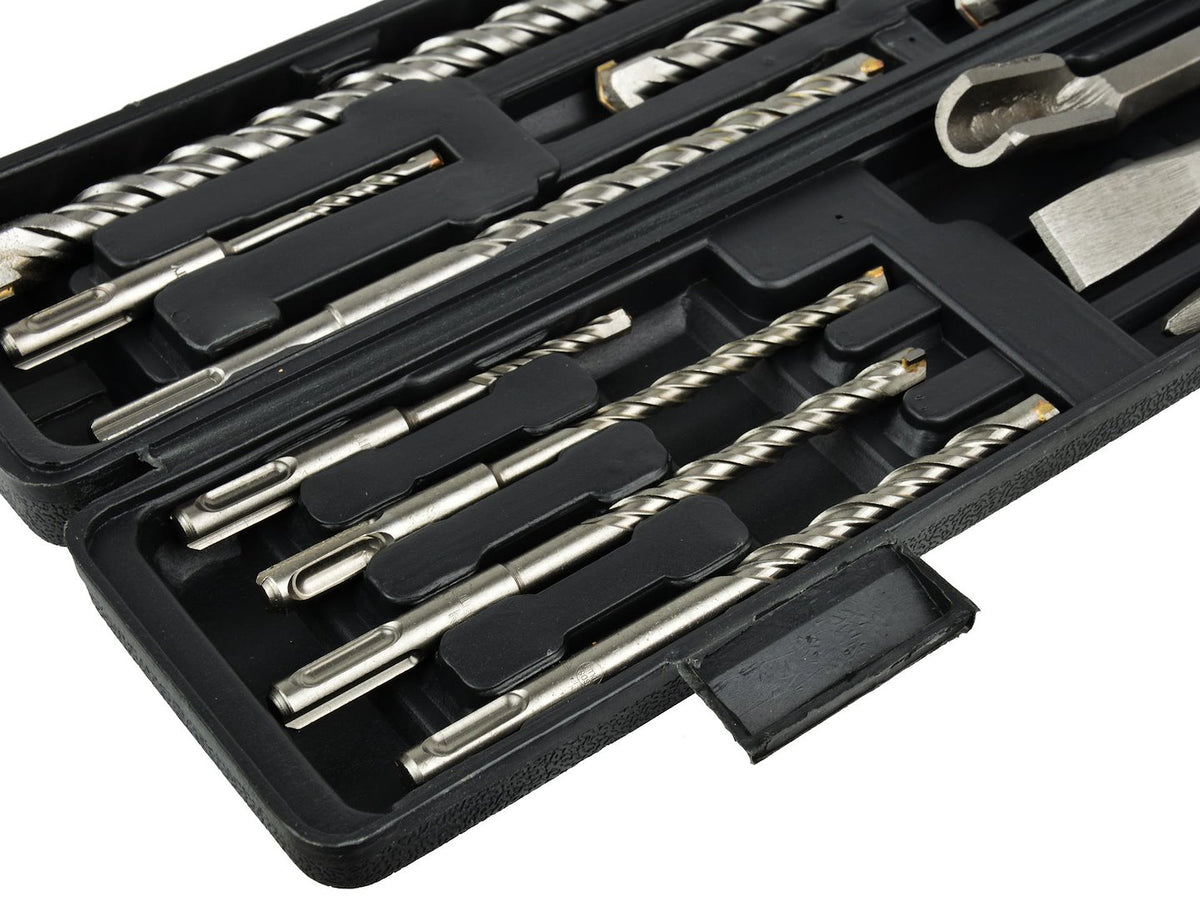 12 stuks Boorhamer+Beitel set (9 stuks SDS boren + 3 beitels in kunststof koffer)