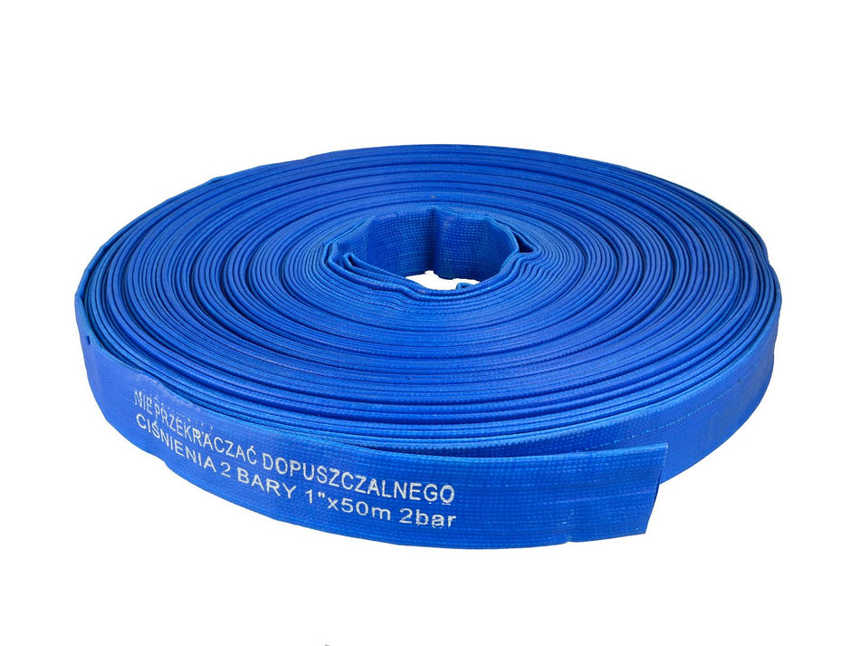 PVC platte blauwe slang 1"x50m 2 Bar