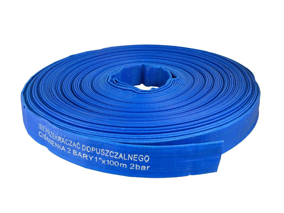 PVC platte slang 1" x 100m 2Bar