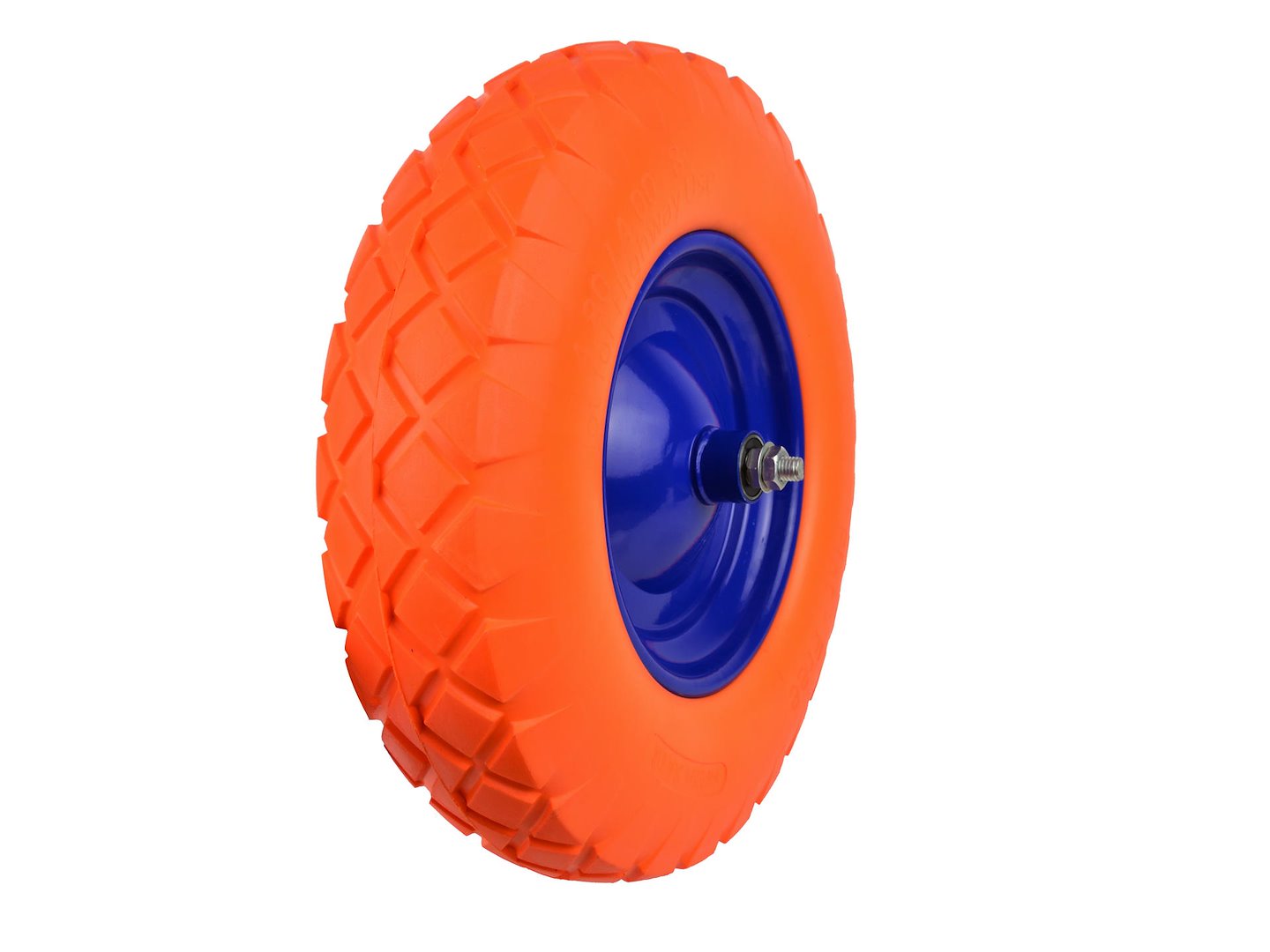 PU oranje wiel 4.00-8 met blauwe velg