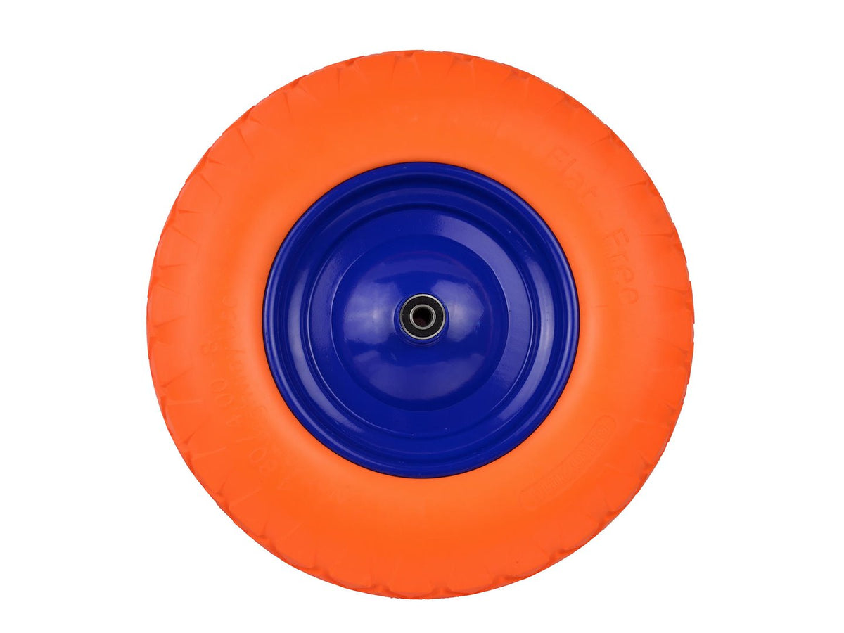 PU oranje wiel 4.00-8 met blauwe velg