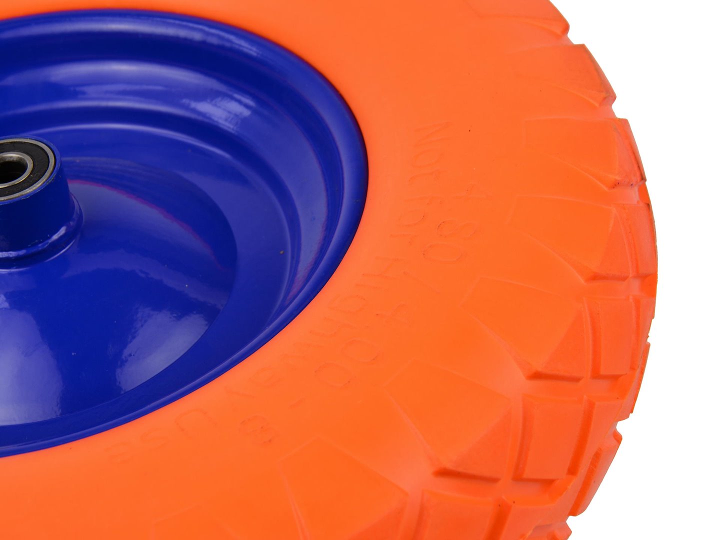 PU oranje wiel 4.00-8 met blauwe velg