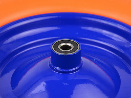 PU oranje wiel 4.00-8 met blauwe velg