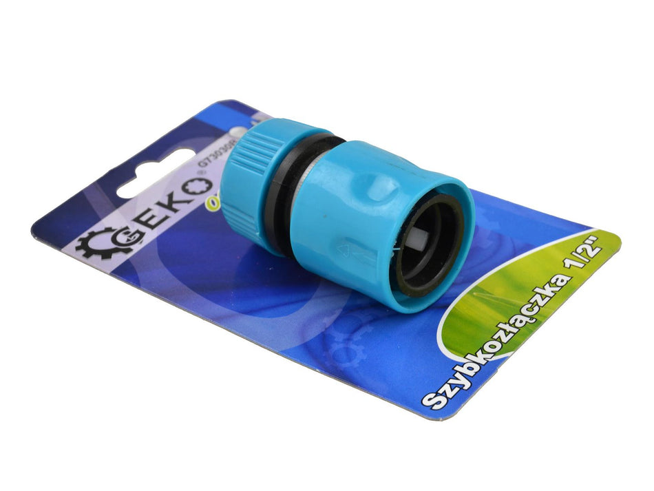 1/2" duurzaam plastic snelkoppeling BLAUWE LIJN / blister /